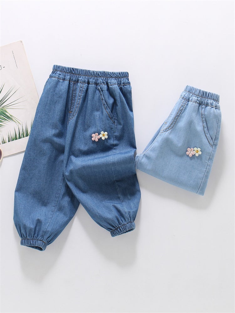 Summer Children'S Versatile Pants For Girls And Boys, Mosquito-Proof Breathable Embroidered Pants - Image 3