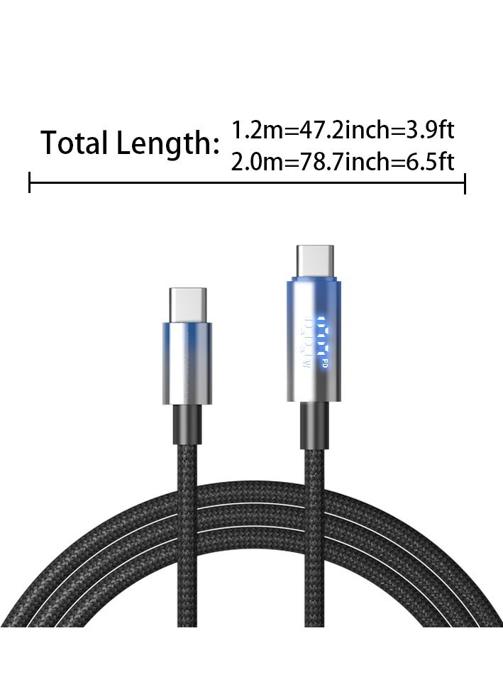 Astralxipher 100W PD Fast Charging Cable with Digital Display | Dual Type-C | Real-Time Power Monitor | 1.2m/2m Braided | Compatible iPhone 15/16 Pro Max, S25 Ultra, Huawei, Xiaomi, Power Bank, Tablet - Image 3