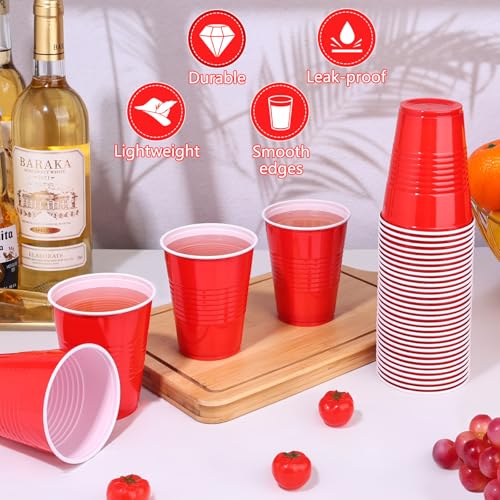 Dualshine 100 Pack Red Plastic Cups 12 oz, Disposable Cups for Party, Heavy Duty Drinking Cup, Christmas Shot Cups for Wedding Birthday Beer Taste Serving Snack Sample Tastings Barbecues - Image 4