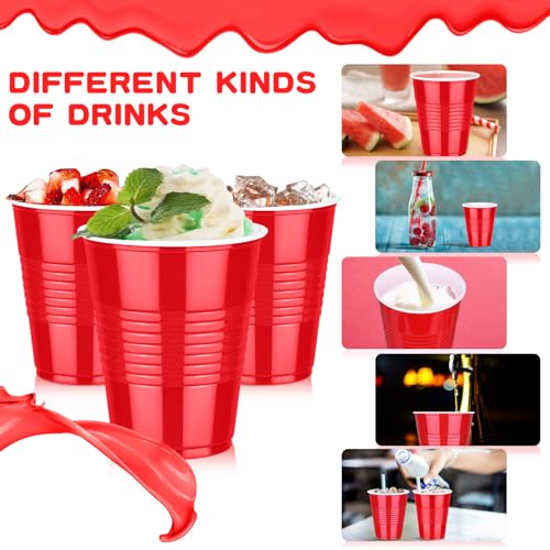 Dualshine 100 Pack Red Plastic Cups 12 oz, Disposable Cups for Party, Heavy Duty Drinking Cup, Christmas Shot Cups for Wedding Birthday Beer Taste Serving Snack Sample Tastings Barbecues - Image 2