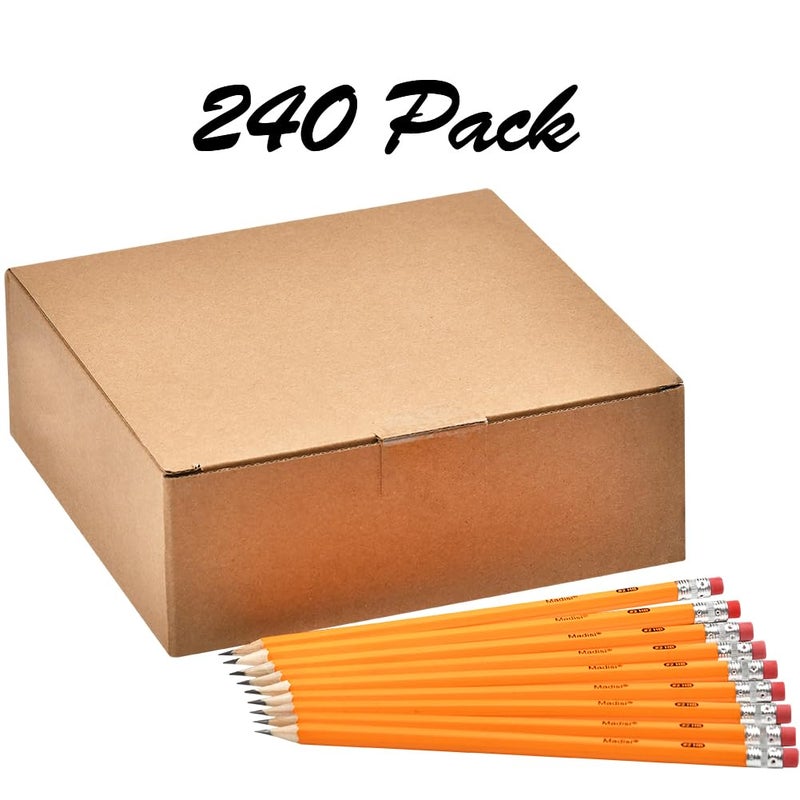 Madisi Wood-Cased #2 HB Pencils, Yellow, Pre-sharpened, Bulk Pack, 240 pencils - Image 2