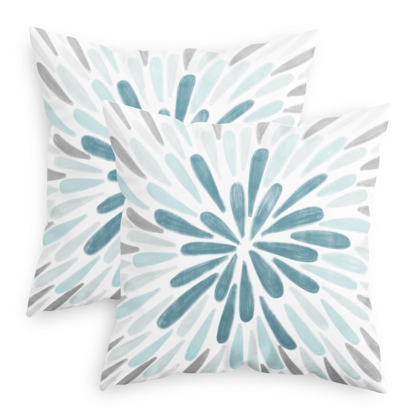 CaliTime Throw Pillow Covers Decorative 18 X 18 Inches Pack of 2 Cozy Fleece Gorgeous Fireworks Cushion Cases for Couch Bed Sofa Farmhouse Decoration Smoke Blue Grey - Image 1