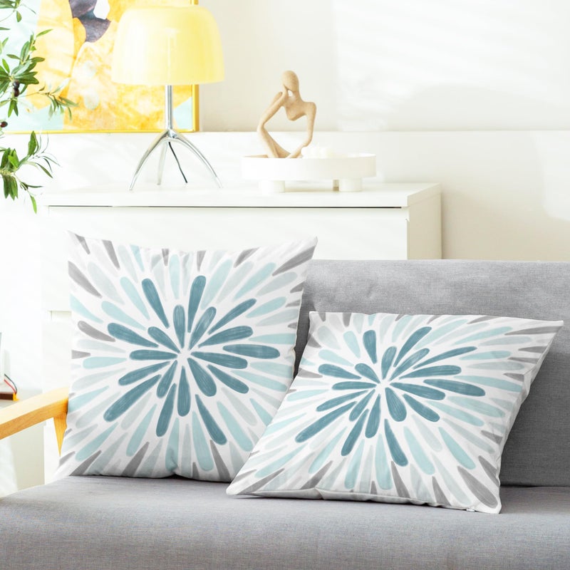 CaliTime Throw Pillow Covers Decorative 18 X 18 Inches Pack of 2 Cozy Fleece Gorgeous Fireworks Cushion Cases for Couch Bed Sofa Farmhouse Decoration Smoke Blue Grey - Image 2