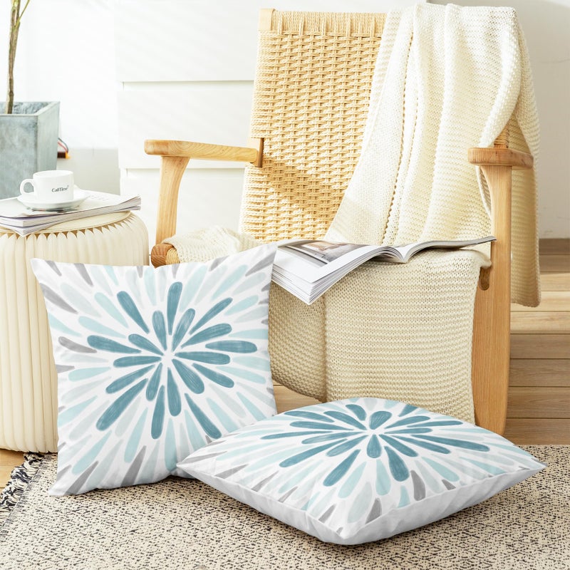 CaliTime Throw Pillow Covers Decorative 18 X 18 Inches Pack of 2 Cozy Fleece Gorgeous Fireworks Cushion Cases for Couch Bed Sofa Farmhouse Decoration Smoke Blue Grey - Image 5