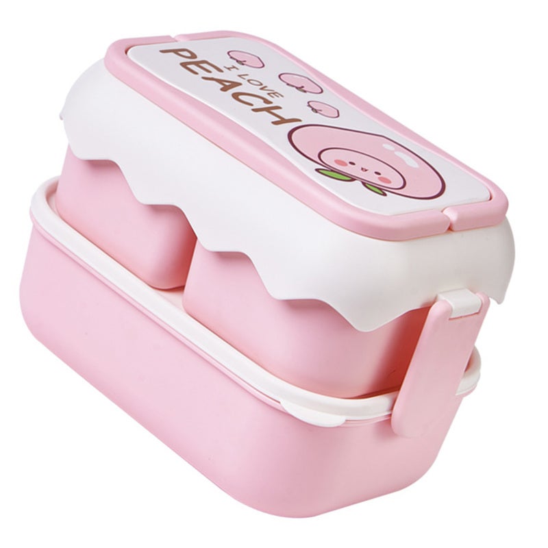 Cute Cartoon Lunch Box: Pink, Microwavable With Independent Compartments - Portable Carrying Handle Lunch Container for Students, Children and Office Workers - Image 4