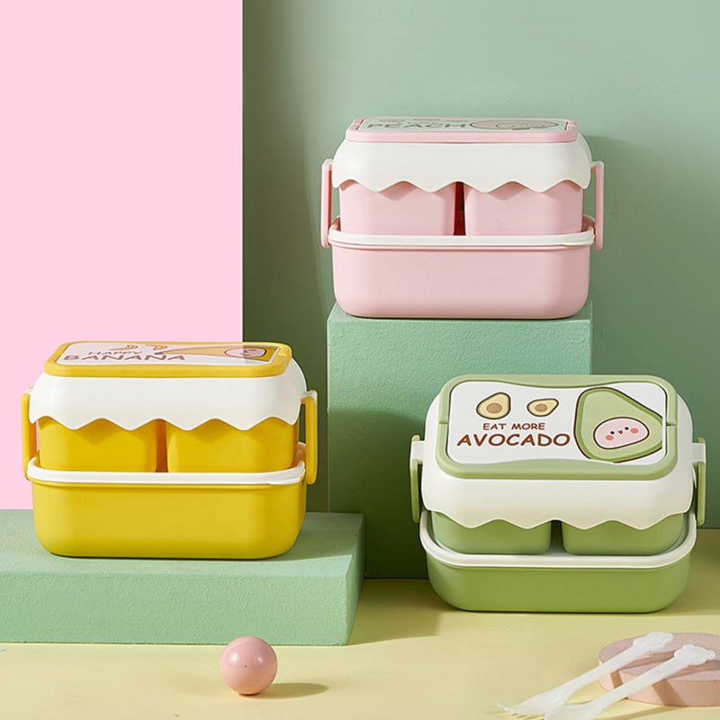 Cute Cartoon Lunch Box: Pink, Microwavable With Independent Compartments - Portable Carrying Handle Lunch Container for Students, Children and Office Workers - Image 3