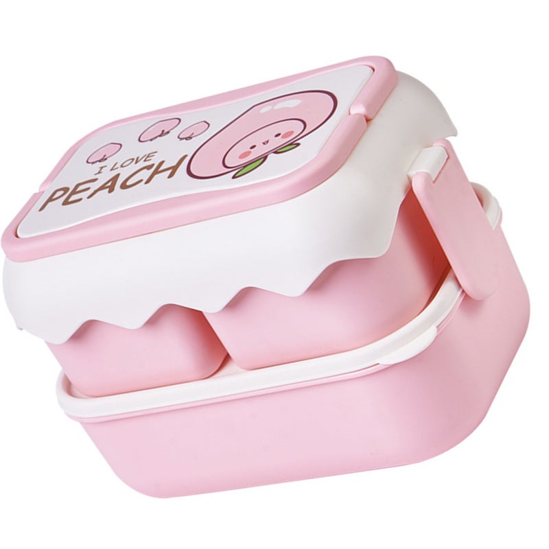 Cute Cartoon Lunch Box: Pink, Microwavable With Independent Compartments - Portable Carrying Handle Lunch Container for Students, Children and Office Workers - Image 5