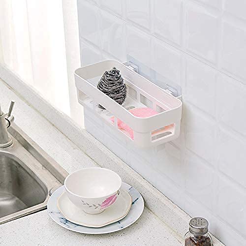 MALL Sky Multipurpose Kitchen Bathroom Shelf Wall Holder Storage Rack Bathroom Organizer Rack Storage Box Strong Adhesive Sticker Shower Rack Shelf Random Color 4 - Image 1