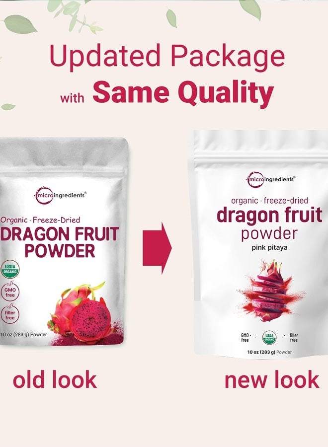 Micro Ingredients Organic Dragon Fruit Powder, 10oz | 100% Natural Fruit Powder | Freeze-Dried Pink Pitaya Source | No Sugar & Additives | Great Flavor for Drinks, Smoothie, & Beverages | Non-GMO & Vegan Friendly - Image 3