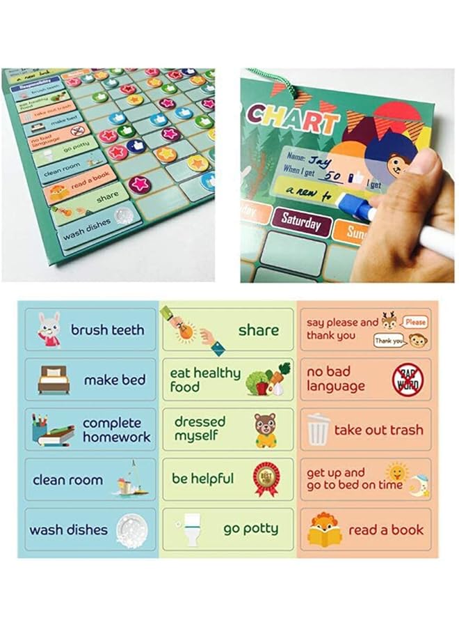 erorex 158 Pcs Chore Chart Behavior Chart Responsibility Chart Magnetic Reward Chart Star Dry Erase Reward Chart Toddler Chores Chart Daily Responsibility Board Chore Chart - Image 4