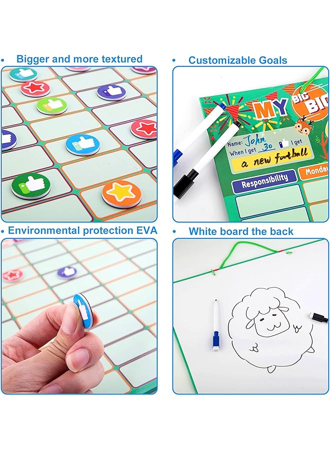 erorex 158 Pcs Chore Chart Behavior Chart Responsibility Chart Magnetic Reward Chart Star Dry Erase Reward Chart Toddler Chores Chart Daily Responsibility Board Chore Chart - Image 3