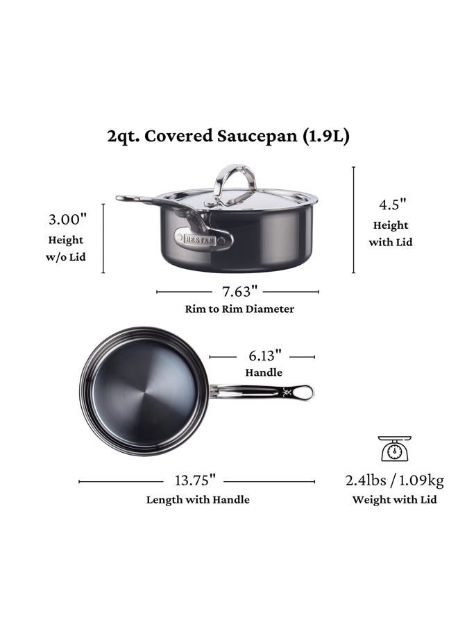 Hestan NanoBond Collection - Titanium Stainless Steel 2-Quart Sauce Pan with Lid - Toxin, PFAS, & Chemical Free Clean Cookware, Induction Cooktop Compatible - Image 2