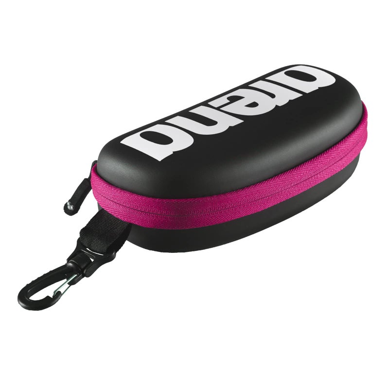 ARENA Swim Goggle Case for Swimmers Protective Hardcover Carrying Case with Clip for Backpacks, Storage and Transport, Black/White/Fuchsia - Image 1