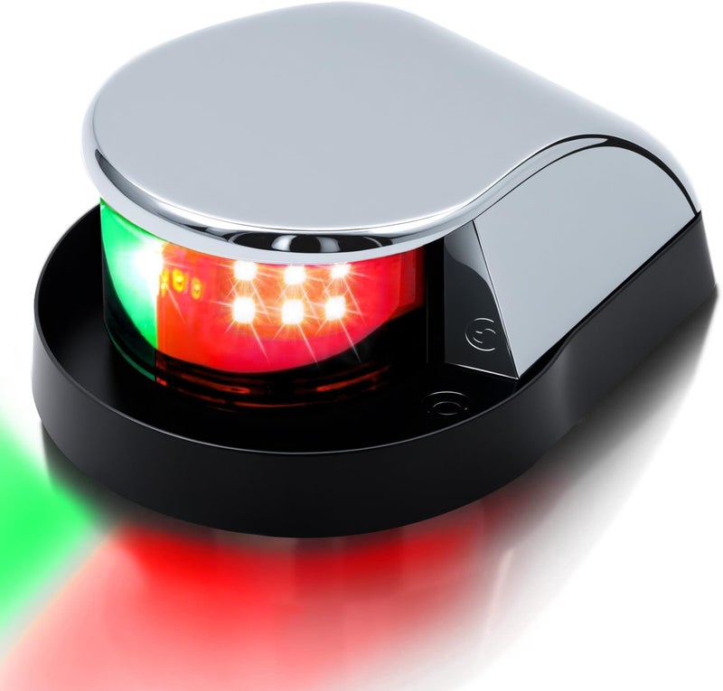 Obcursco أضواء الملاحة البحرية من أوبسيرسكو، أضواء LED حمراء وخضراء للمقدمة، مقاومة للماء IP67، مقاومة للصدأ، مثالية للقوارب الصغيرة، والزوارق، واليخوت (فضي) - Image 1