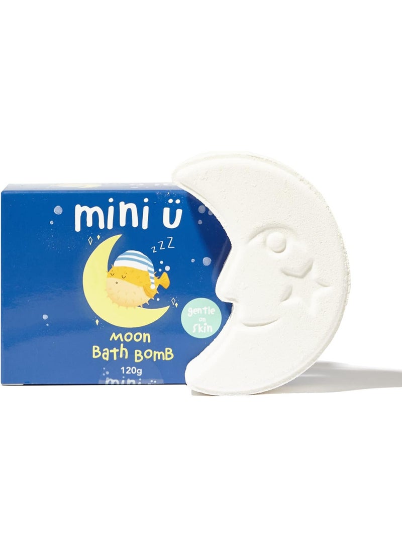 Mini U Moon Bath Bomb 120g Fizzing Trail Kids Bath Bomb With Shea Butter, Vegan Bath Fizzy, Ocean Blue & Yellow Water Effect, Gentle Fun Bath Time Gift For Children - Image 1