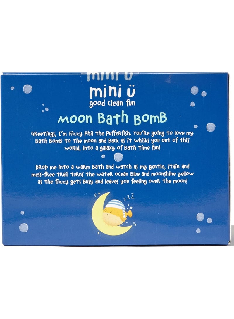 Mini U Moon Bath Bomb 120g Fizzing Trail Kids Bath Bomb With Shea Butter, Vegan Bath Fizzy, Ocean Blue & Yellow Water Effect, Gentle Fun Bath Time Gift For Children - Image 3