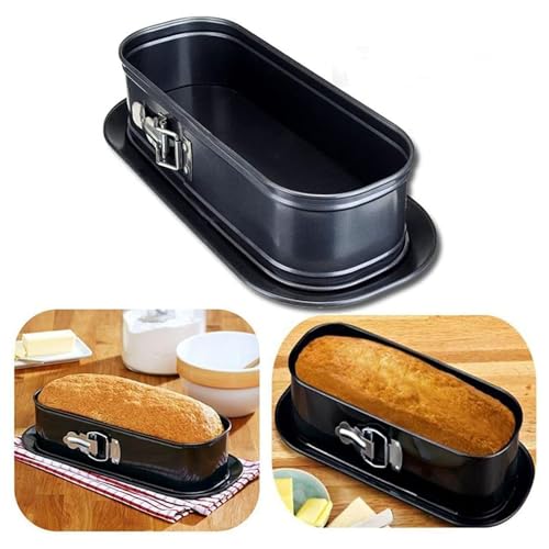 wdcfxy Oval Springform Pan 12 inch NonStick Baking Pan with Removable Bottom Quick Release Latch Black - Image 1
