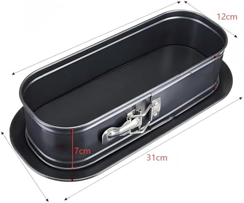 wdcfxy Oval Springform Pan 12 inch NonStick Baking Pan with Removable Bottom Quick Release Latch Black - Image 3