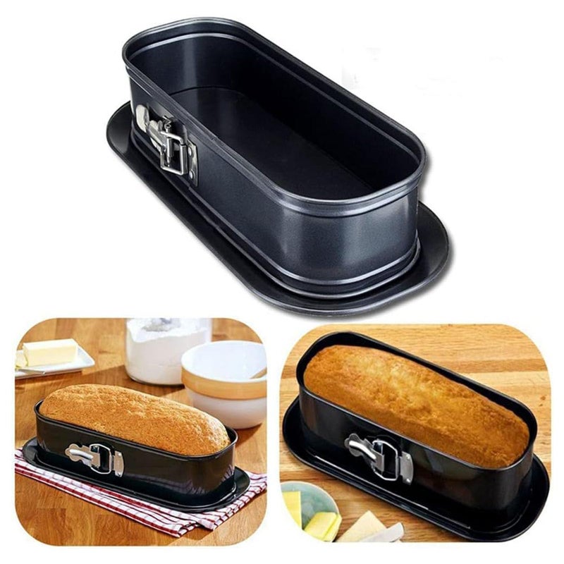 wdcfxy Oval Springform Pan 12 inch NonStick Baking Pan with Removable Bottom Quick Release Latch Black - Image 2