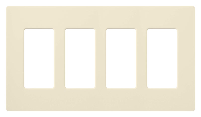 Lutron Claro Light Switch Cover Plate 4 Gang Wallplate Rocker Light Switch Cover Screwless Plate For Outlets Gloss CW4AL Almond