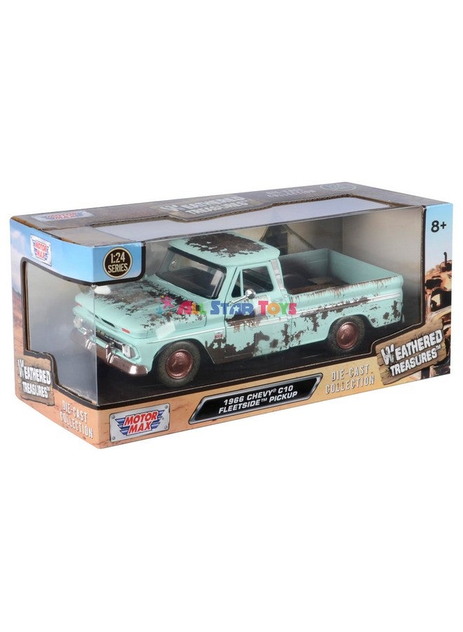 Motormax 1966 Chevy C10 Pickup Weathered Treasueres Barn Find 1/24 Scale Diecast Model Car 79073 All Star Toys Edition - Image 3
