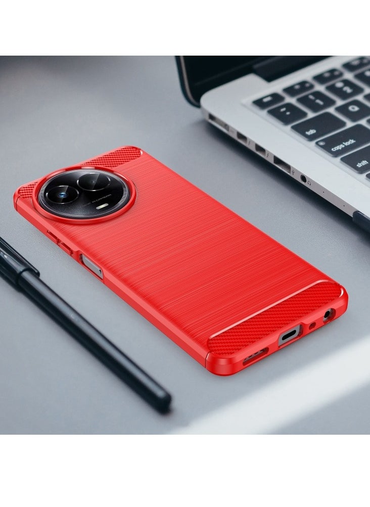 Zaboon - For Realme C67 5G Brushed Texture Carbon Fiber TPU Phone Case(Red) - Image 1