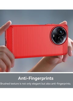 Zaboon For Realme C67 5G Brushed Texture Carbon Fiber TPU Phone Case(Red)  - Image 4