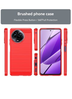 Zaboon For Realme C67 5G Brushed Texture Carbon Fiber TPU Phone Case(Red)  - Image 2