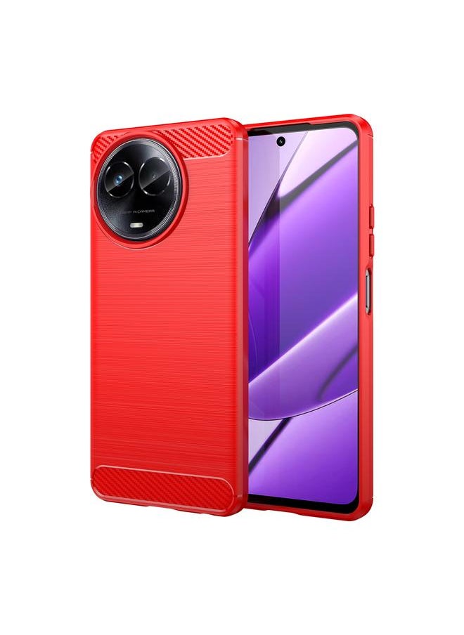 زبون جراب هاتف من ألياف الكربون TPU بتصميم مصقول لهاتف Realme C67 5G (أحمر)  - Image 1