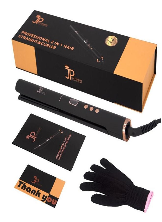 JUICY PREMIER - JUICY PREMIER  2-in-1 straightener and curling iron | Ceramic Hair with Tourmaline and Negative Ions Technology | Adjustable Temperatures up to 450F | with Extra Heat Protection Glove - Image 1