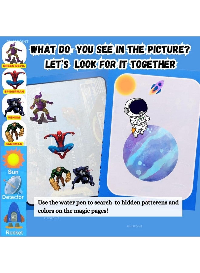 بلس بوينت كتاب تلوين سريع الجفاف من PLUSPOINT Magic، قابل لإعادة الاستخدام، كتاب تلوين مائي، يجف ذاتيًا مع قلم مائي للأطفال، كتاب تدريب على الرسم للأطفال الصغار، هدايا إرجاع، حفلات أعياد الميلاد (للأولاد، كتابان) - Image 3
