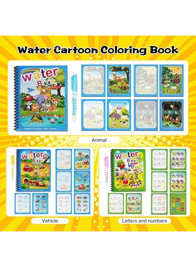 بلس بوينت كتاب تلوين سريع الجفاف من PLUSPOINT Magic، قابل لإعادة الاستخدام، كتاب تلوين مائي، يجف ذاتيًا مع قلم مائي للأطفال، كتاب تدريب على الرسم للأطفال الصغار، هدايا إرجاع، حفلات أعياد الميلاد (للأولاد، كتابان) - Image 2