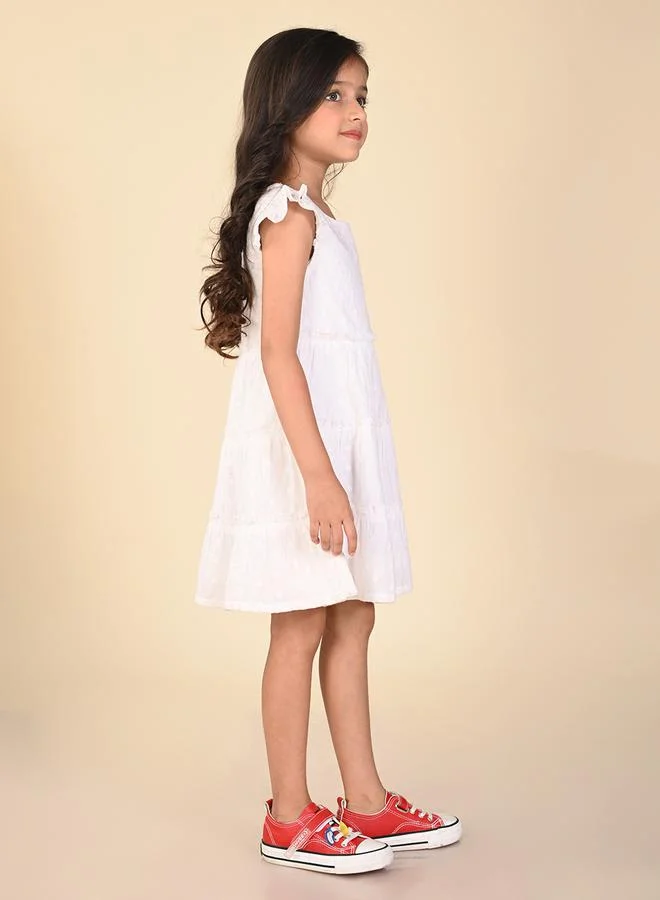 LILPICKS Ruffled Sleeves Embroidered Dress by Styli