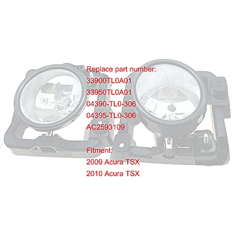 Merlibugo Fog Driving Light Lamp Front Left Right Driver Passenger Side Compatible with 2009 2010 Acura TSX Replace 33900TL0A01 33950TL0A01 04390-TL0-306 04395-TL0-306 - Image 2