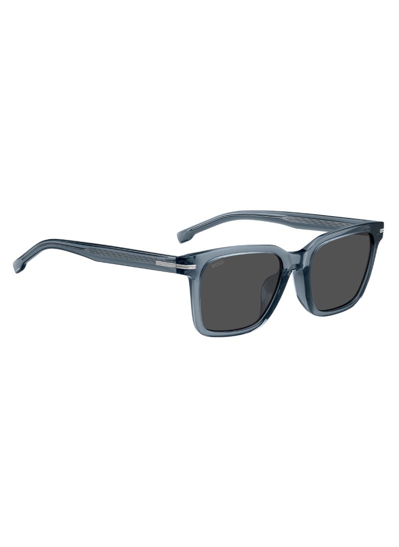HUGO BOSS Men's Uv Protection Rectangular Shape Acetate Sunglasses Boss 1540/F/Sk Grey 44 - Lens Size: 43.6 Mm - Blue  - Image 2