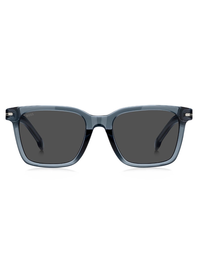 HUGO BOSS Men's Uv Protection Rectangular Shape Acetate Sunglasses Boss 1540/F/Sk Grey 44 - Lens Size: 43.6 Mm - Blue  - Image 3