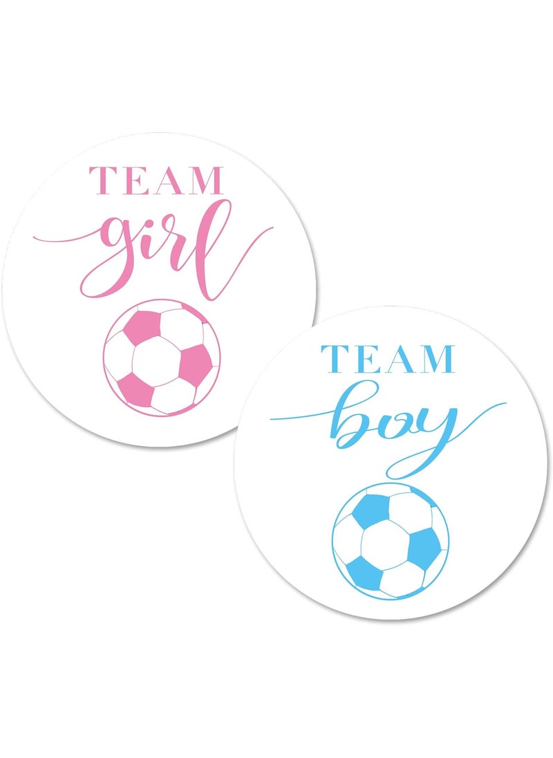 MAGJUCHE Soccer Gender Reveal Stickers 40 2 Inch Team Girl Team Boy Baby Shower Party Sticker Labels  - Image 1