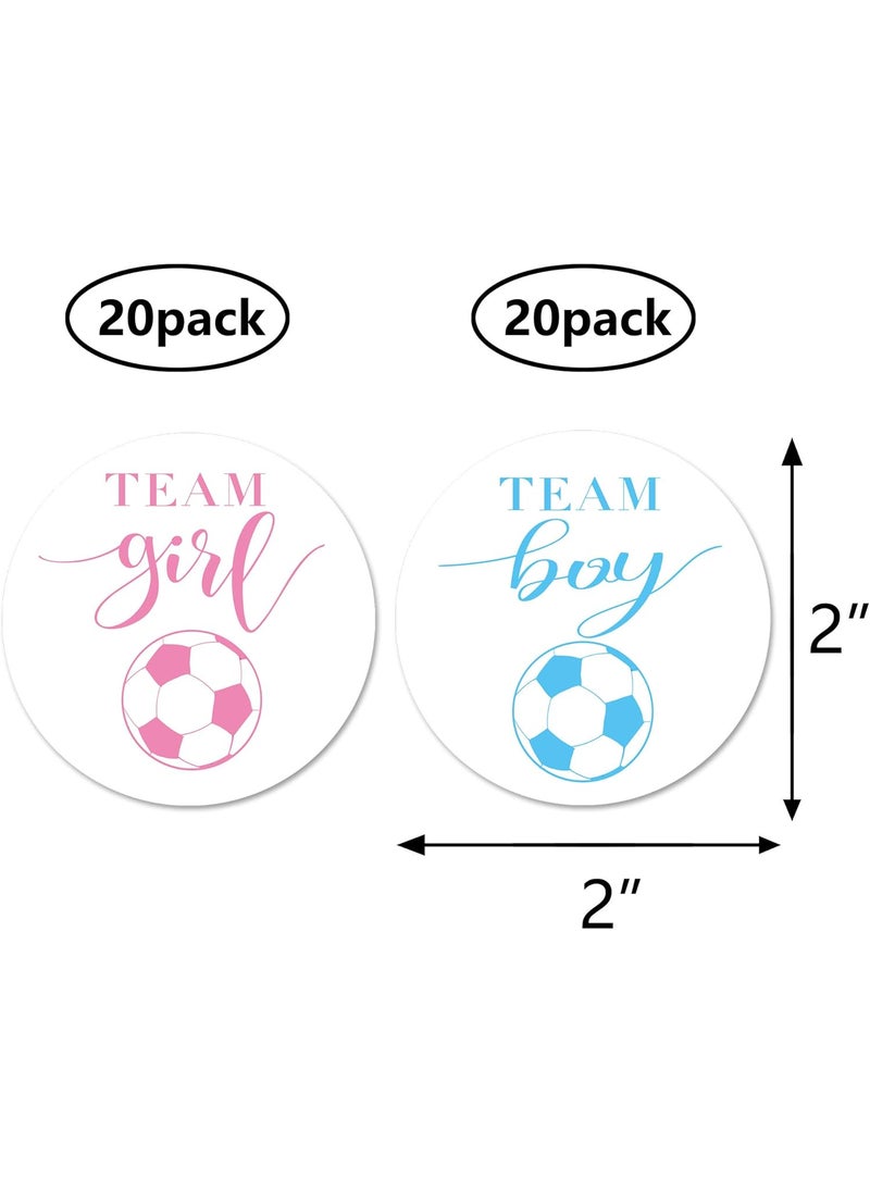 MAGJUCHE Soccer Gender Reveal Stickers 40 2 Inch Team Girl Team Boy Baby Shower Party Sticker Labels  - Image 4