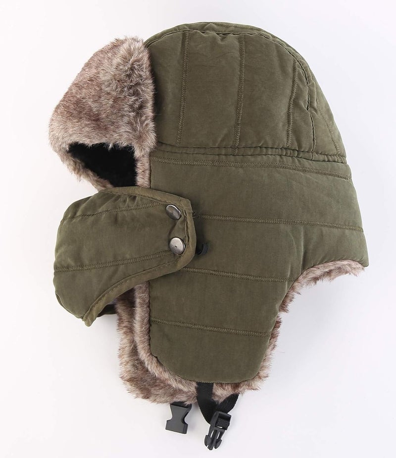 Connectyle Men's Trooper Trapper Hat Warm Winter Hats with Removable Face Mask Earflaps Faux Fur Hunting Outdoor Hat - Image 3