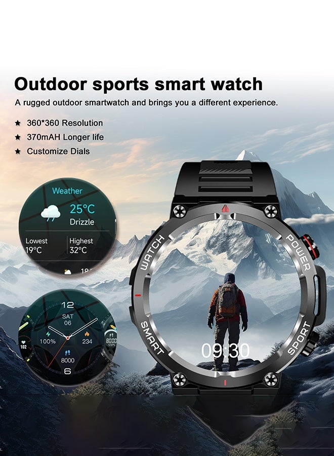 Arabest Military Smart Watch for Men (Answer/Make Calls), 1.39" HD Fitness Watch with Heart Rate SpO2 Sleep Monitor Stress Test, 100+ Sports Modes Waterproof Outdoor Smartwatch for iOS Android - Image 2