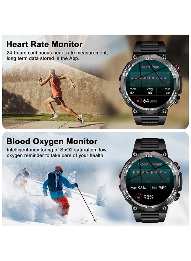 Arabest Military Smart Watch for Men (Answer/Make Calls), 1.39" HD Fitness Watch with Heart Rate SpO2 Sleep Monitor Stress Test, 100+ Sports Modes Waterproof Outdoor Smartwatch for iOS Android - Image 4