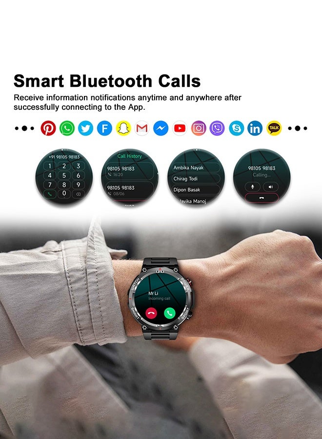 Arabest Military Smart Watch for Men (Answer/Make Calls), 1.39" HD Fitness Watch with Heart Rate SpO2 Sleep Monitor Stress Test, 100+ Sports Modes Waterproof Outdoor Smartwatch for iOS Android - Image 3