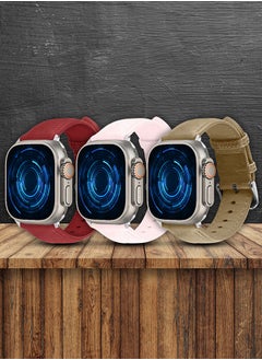 CATANES 3 Pack For Apple Watch Band 49mm/45mm/44mm Leather Band Buckle Strap Wristband Compatible with Apple watch series Ultra2/Ultra/8/7/SE/5/4/3/2/1  - Image 2