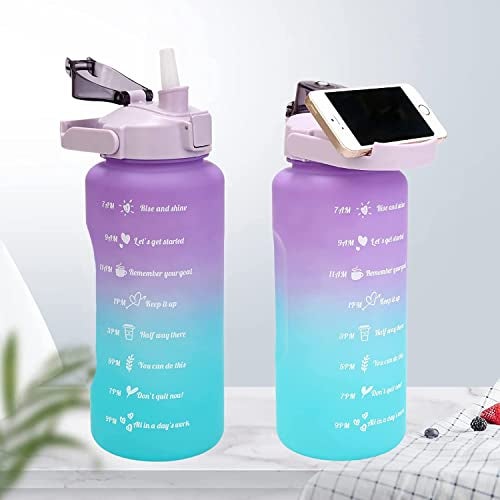 US1984 Motivational Water Bottle Combo Set (2L,900ML,300ML) | Time Marker, Straw & Sipper | BPA-Free Leak-proof Easy to Clean | pack of 3 Bottle for Office, Gym, School, Yoga, Adults & Kids (Purple) - Image 2