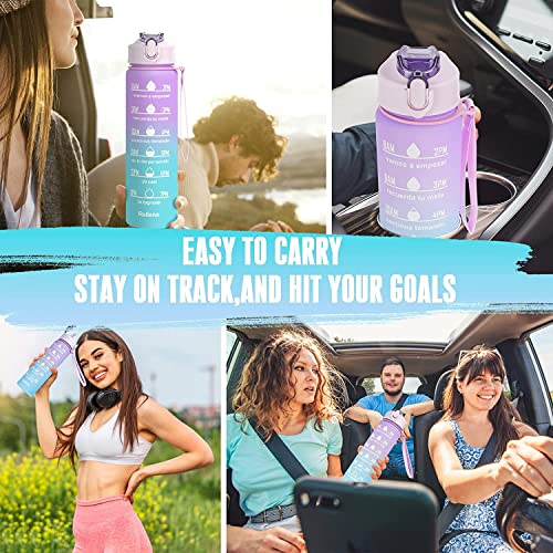 US1984 Motivational Water Bottle Combo Set (2L,900ML,300ML) | Time Marker, Straw & Sipper | BPA-Free Leak-proof Easy to Clean | pack of 3 Bottle for Office, Gym, School, Yoga, Adults & Kids (Purple) - Image 5
