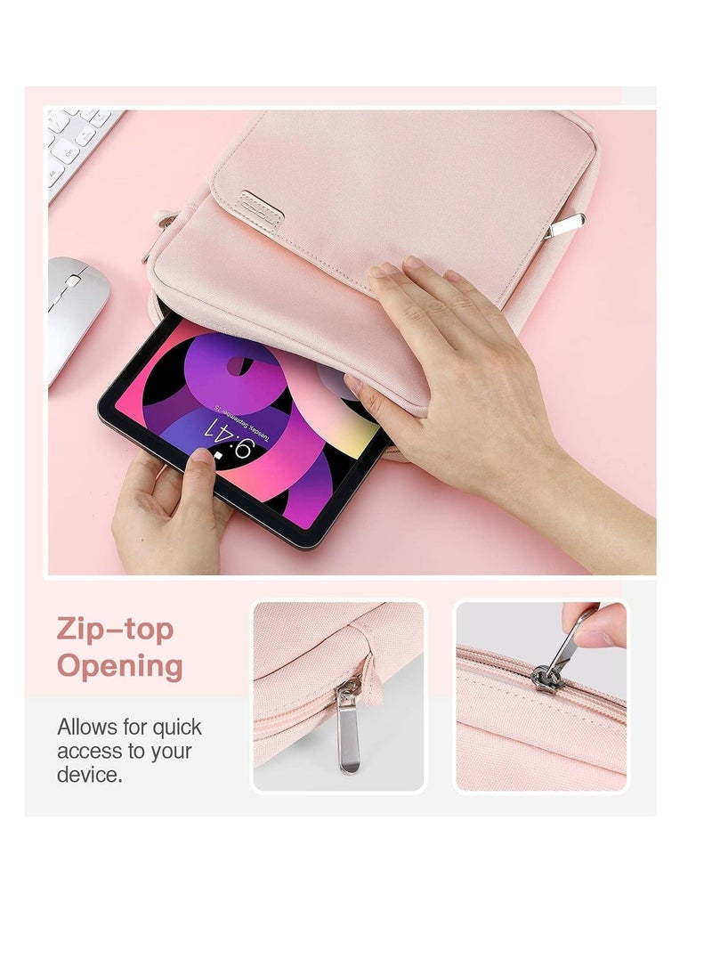 9-11 Tablet Sleeve Bag Case with Shoulder Strap for iPad 10.2 2021-2019, iPad 10th Generation 2022, iPad Air 5/4 10.9, iPad Pro 11 2022-2018, Galaxy Tab S9/S8/A8/A7 2023（Pink） - Image 3