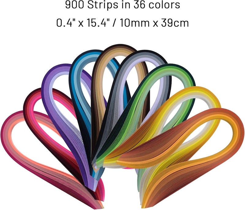 YURROAD 10mm x 39cm Paper Quilling Strips Kits 900 Strips - Image 2