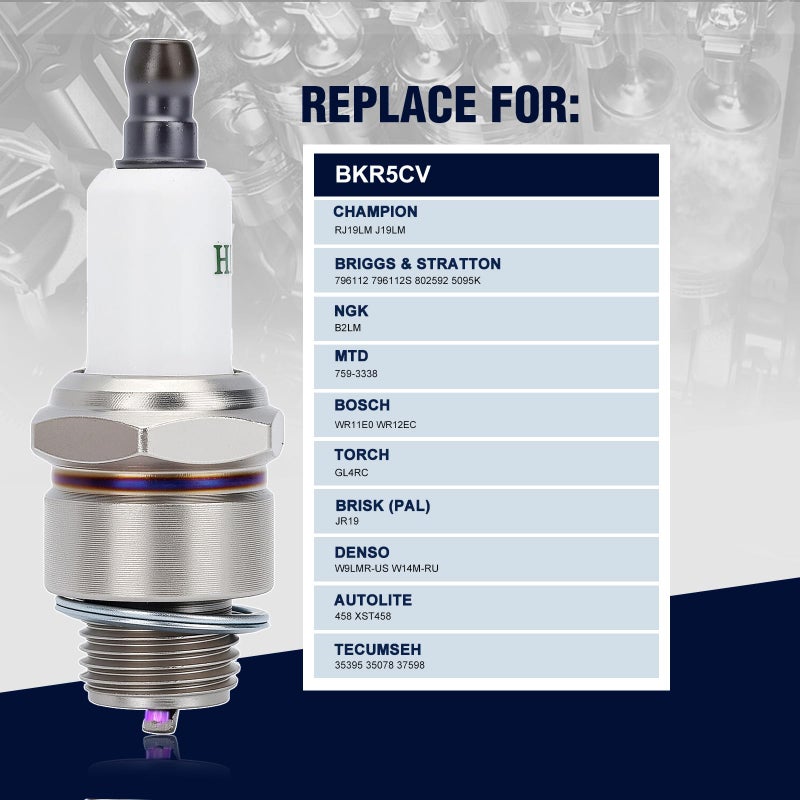 Wetenex RJ19LM Spark Plug for Champion RJ19LM J19LM Brigs Straton 796112 796112S 802592 5095K NGK B2LM Spark Plug 2 PACK - Image 2