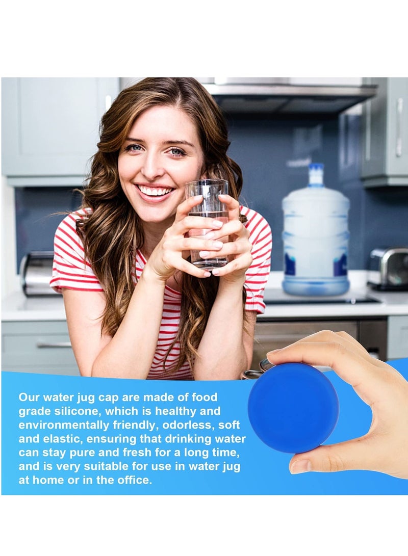 KASTWAVE Water Jug Cap,5 Gallon Silicone Non-Spill Caps,Replacement Water Bottle Snap On Cap Anti Splash Peel, Plug Fits 55mm 18.9 Litres Bottles 4 Piece(Blue) - Image 3