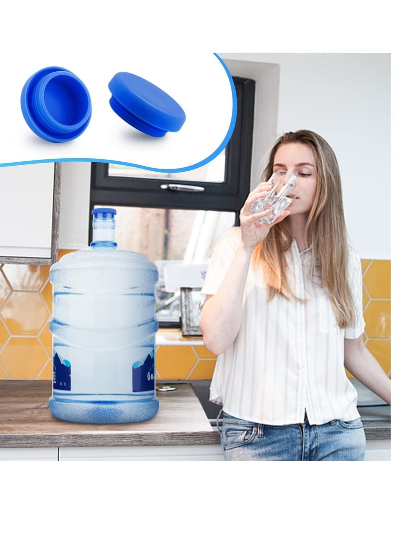 KASTWAVE Water Jug Cap,5 Gallon Silicone Non-Spill Caps,Replacement Water Bottle Snap On Cap Anti Splash Peel, Plug Fits 55mm 18.9 Litres Bottles 4 Piece(Blue) - Image 4